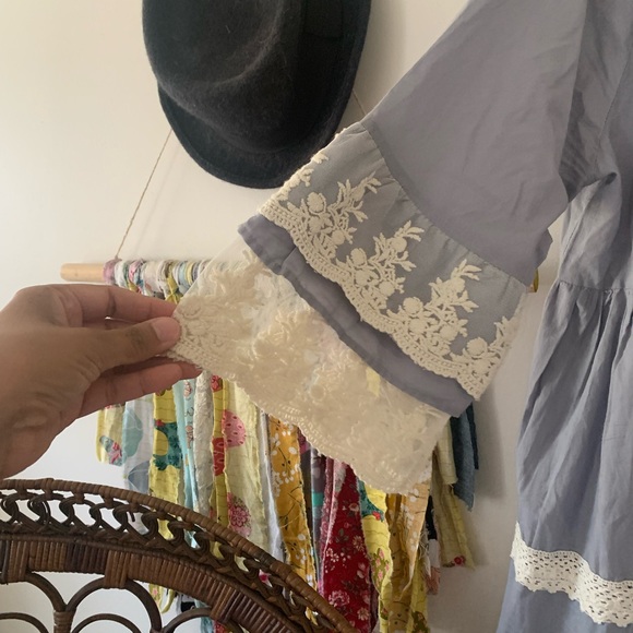 Velzera EUC blue and white lace bohemian dress - Picture 12 of 16